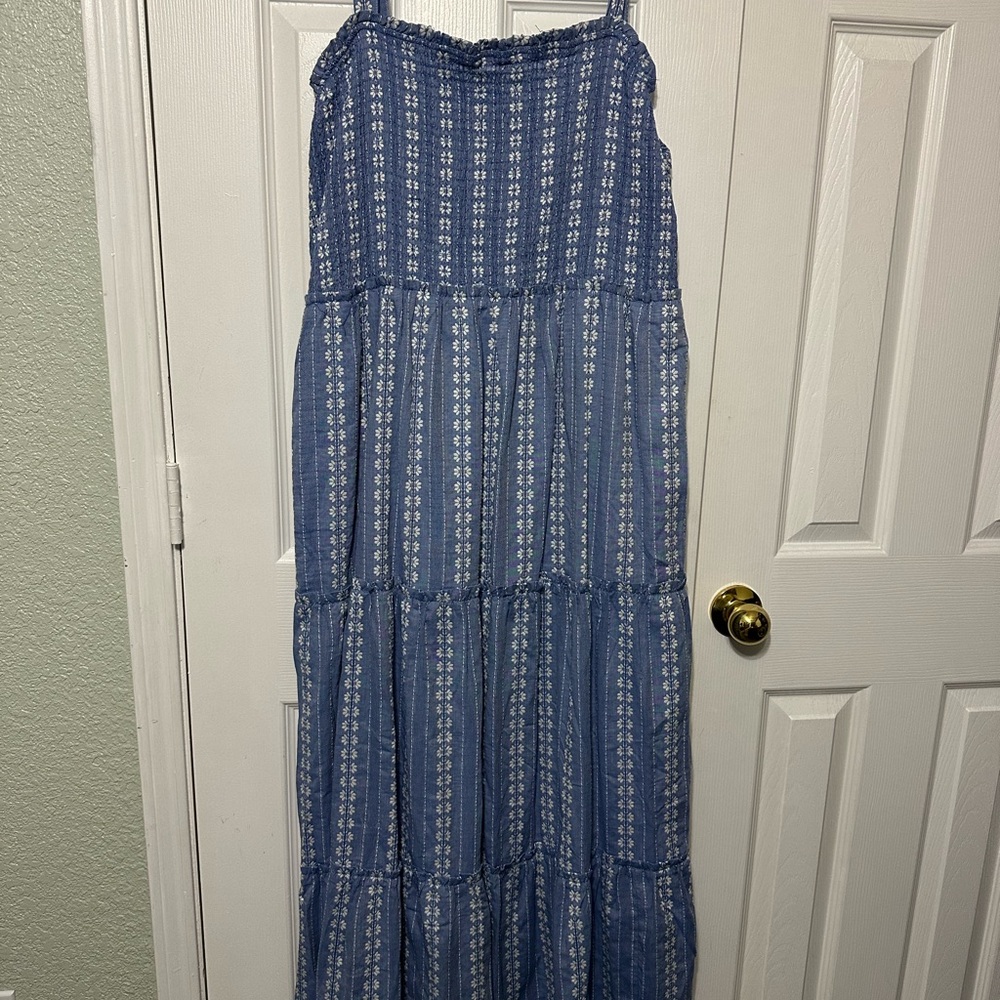 Draper James Indigo and White Patterned Maxi Dress
